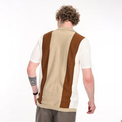 Contrast Vertical Stripe Half Sleeve Shirt