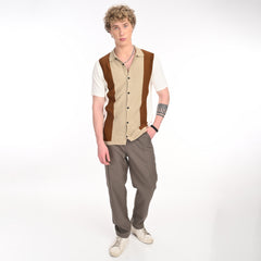 Contrast Vertical Stripe Half Sleeve Shirt