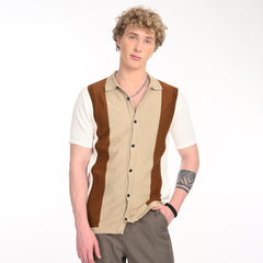 Contrast Vertical Stripe Half Sleeve Shirt