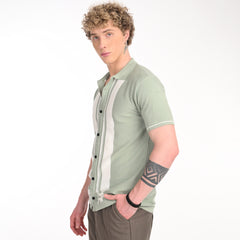 Middle Striped Old Money Half Sleeve Shirt