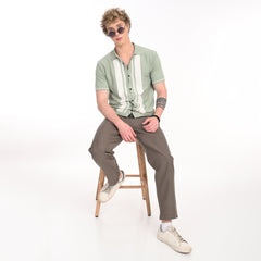 Middle Striped Old Money Half Sleeve Shirt