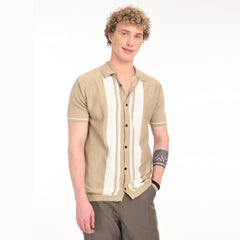 Middle Striped Old Money Half Sleeve Shirt
