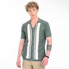 Middle Striped Old Money Half Sleeve Shirt