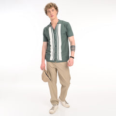 Middle Striped Old Money Half Sleeve Shirt