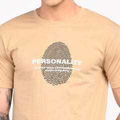 Beige Minimal Graphic T-Shirt