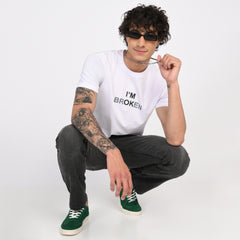 White "I'm Broken" Minimal Graphic T-Shirt