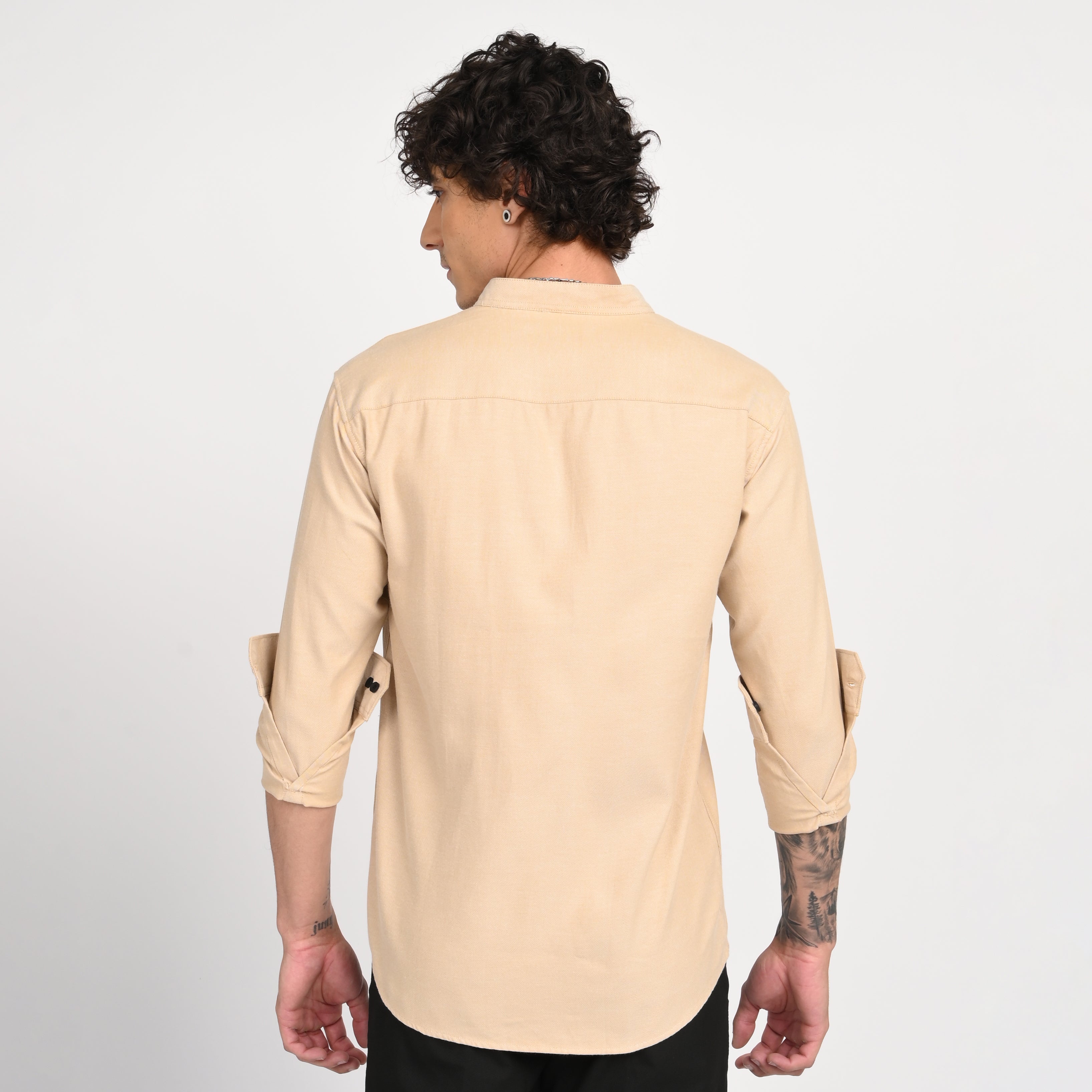Mandarin Collar Plain Shirt - Snipes