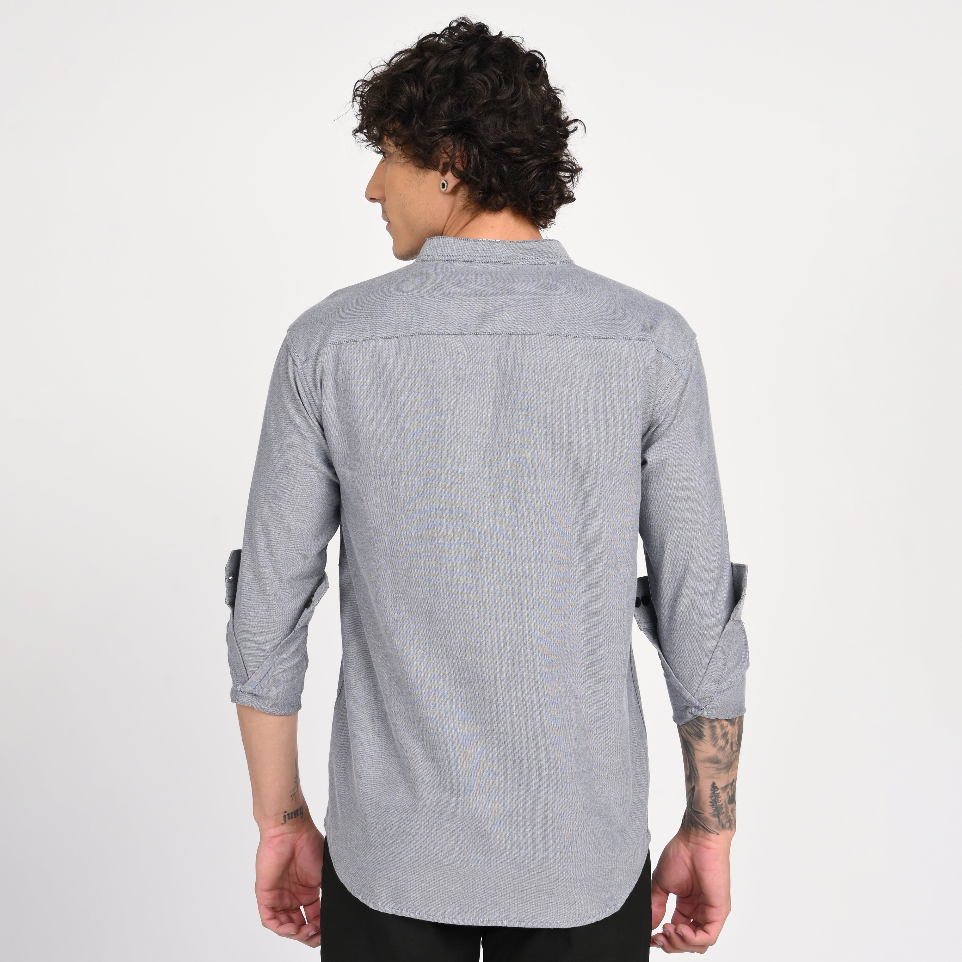 Mandarin Collar Plain Shirt - Snipes