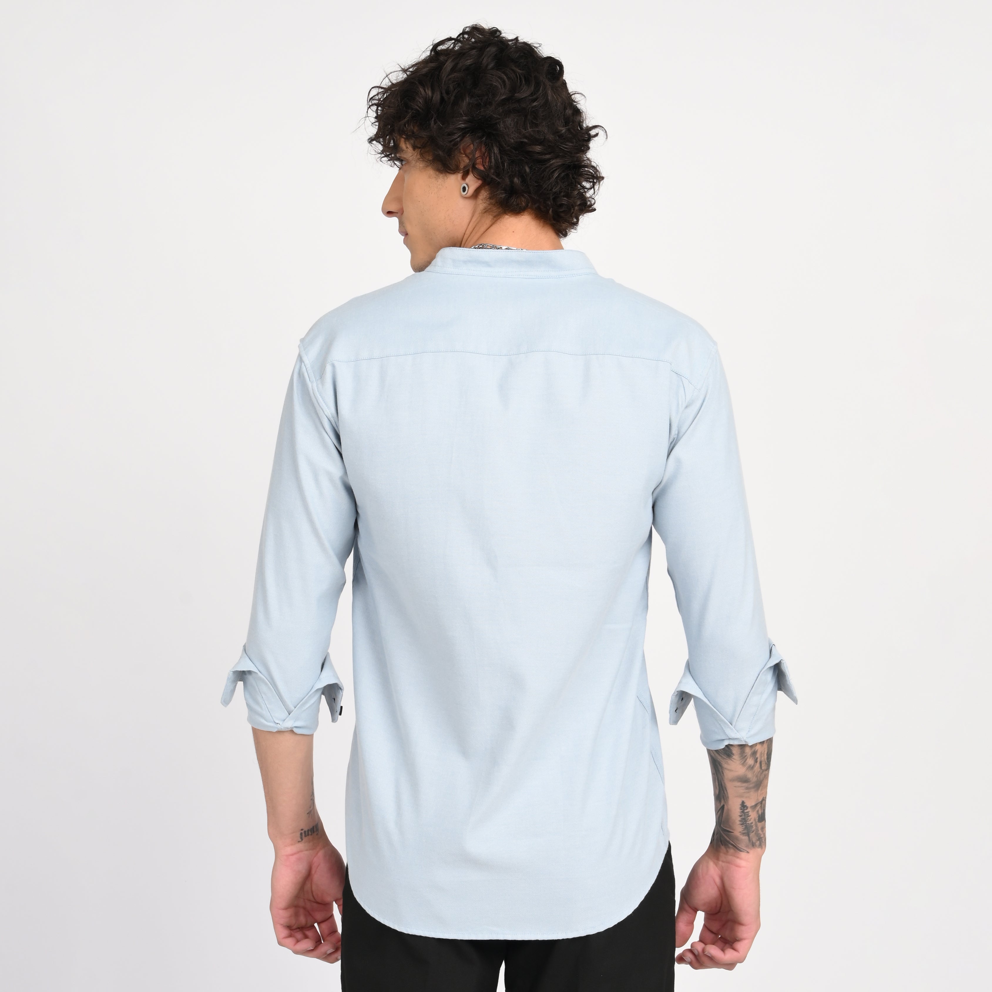 Mandarin Collar Plain Shirt - Snipes