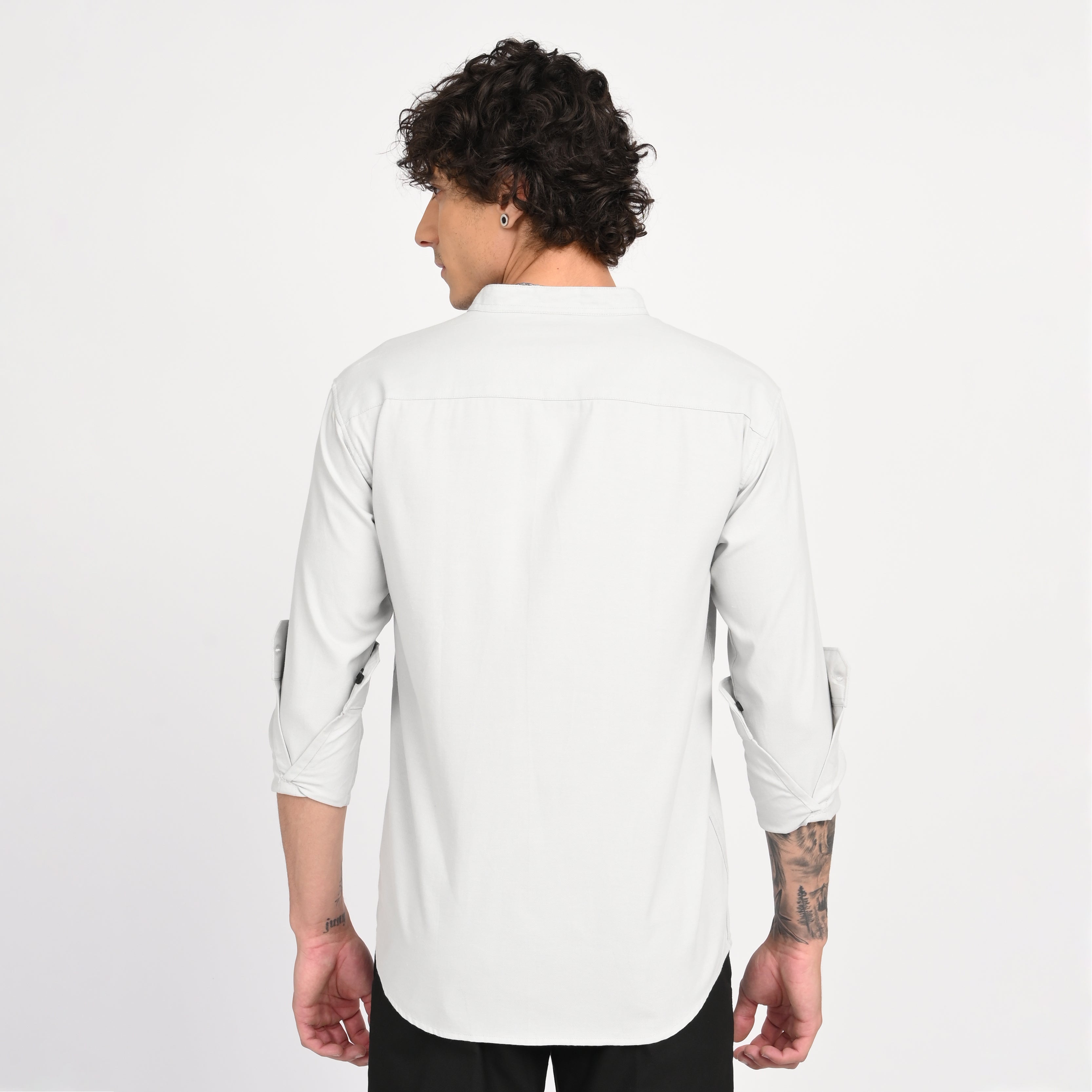 Mandarin Collar Plain Shirt - Snipes