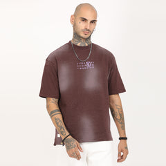 Back Print Distressed Washed T-Shirt