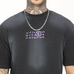 Back Print Distressed Washed T-Shirt