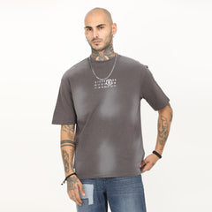 Back Print Distressed Washed T-Shirt