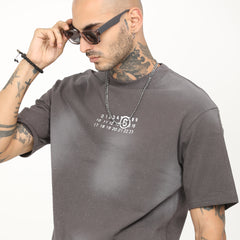 Back Print Distressed Washed T-Shirt