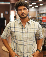 Acid Wash Checkered Shirt - Orange Line