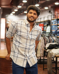 Acid Wash Checkered Shirt - Blue Line