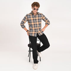 Monochrome Grid Casual Shirt