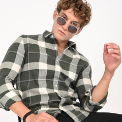 Monochrome Grid Casual Shirt