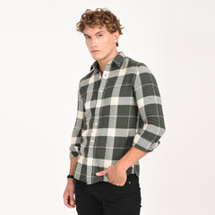 Monochrome Grid Casual Shirt