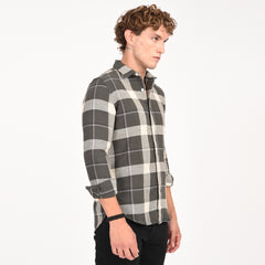 Monochrome Grid Casual Shirt
