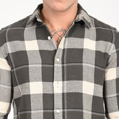 Monochrome Grid Casual Shirt