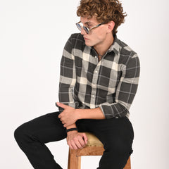 Monochrome Grid Casual Shirt
