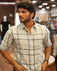 Acid Wash Checkered Shirt - Orange Line