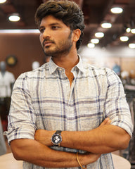 Acid Wash Checkered Shirt - Blue Line