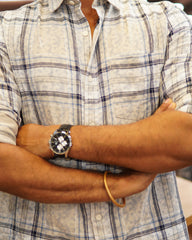 Acid Wash Checkered Shirt - Blue Line