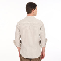 Striped Casual Shirt with Mandarin Collar
