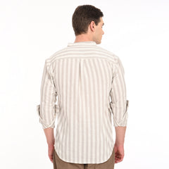Mandarin Collar Shirts in Vertical Stripes