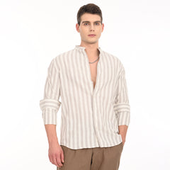 Mandarin Collar Shirts in Vertical Stripes