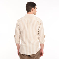 Mandarin Collar Shirts in Vertical Stripes