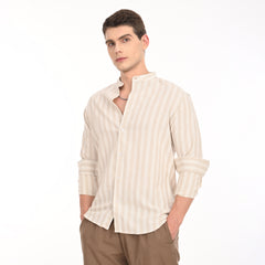 Mandarin Collar Shirts in Vertical Stripes