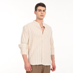 Mandarin Collar Shirts in Vertical Stripes