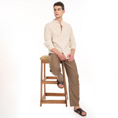 Mandarin Collar Shirts in Vertical Stripes