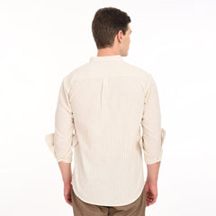 Striped Casual Shirt with Mandarin Collar