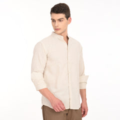 Striped Casual Shirt with Mandarin Collar