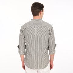 Striped Casual Shirt with Mandarin Collar