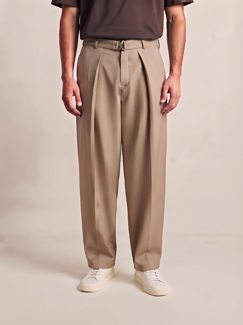 Men’s Korean-Style Pleated Wide-Leg Trousers
