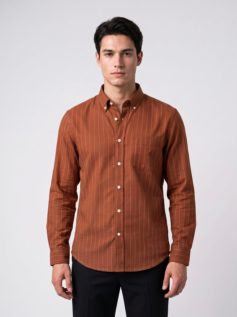 Men’s Striped TR Fabric Button-Down Shirt