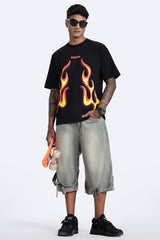 Flame Graphic Oversized T-Shirt