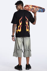 Flame Graphic Oversized T-Shirt