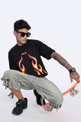 Flame Graphic Oversized T-Shirt