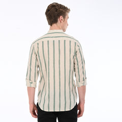 Stripes Shirt Chinese Collar