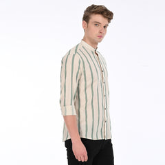 Stripes Shirt Chinese Collar
