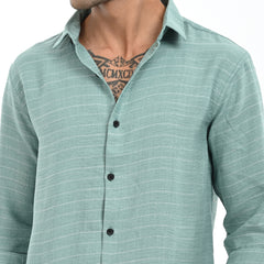 Slim Fit Stripe Full Sleeves - Casual Shirt