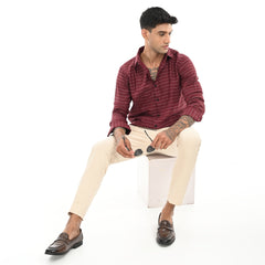 Slim Fit Stripe Full Sleeves - Casual Shirt