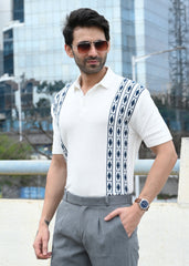 Geometric Stripe T-Shirt - White