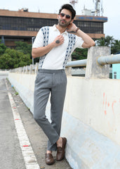 Geometric Stripe T-Shirt - White